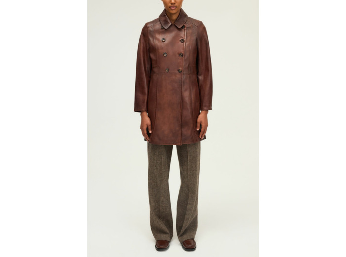 Manteau en cuir vieilli - MYRTILLE