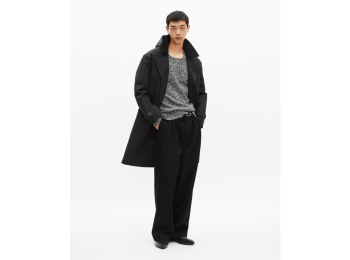 Parka à traitement déperlant type trench à capuche noire black