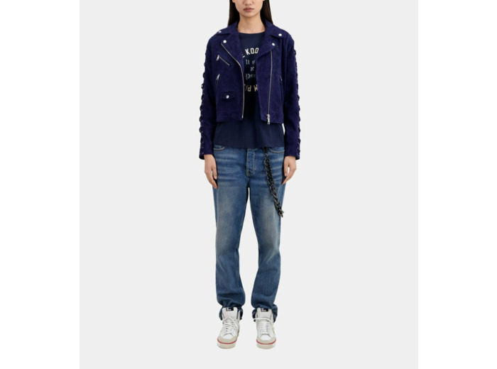 Blouson Cuir Suede dark blue