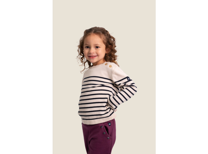 Pull Marinière fille VISCOSE patte épaule Gabrielle