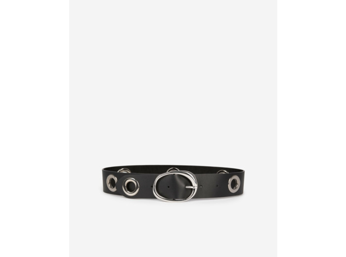 Ceinture en cuir avec oeillets black