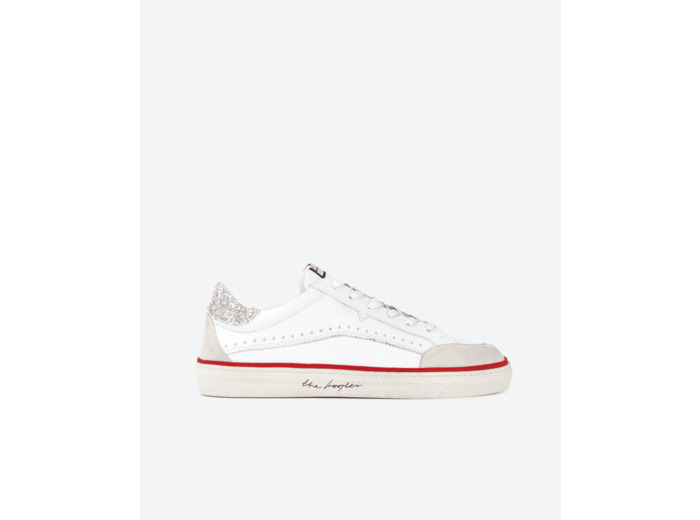 Baskets En Cuir Blanc Avec Contrefort À Paillettes white