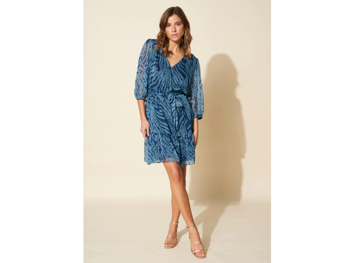 Robe courte imprimée col V