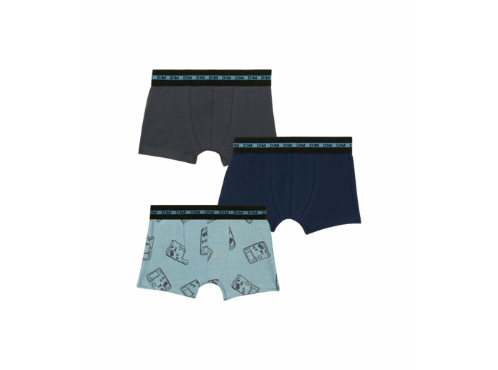 Lot de 3 boxers garçon coton stretch motif gameboy Bleu EcoDim Mode