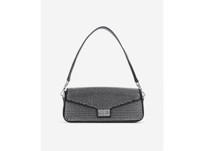 Pochette Avec Strass En Fibre Nylon Noire black