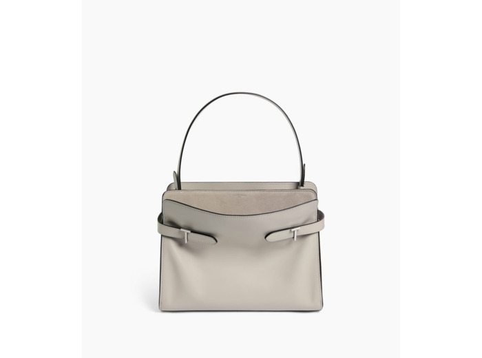 Sac porté épaule grand modèle Emie en cuir lisse et nubuck