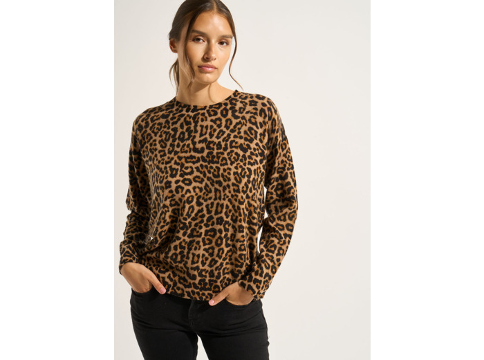 Pull en cachemire imprimé léopard