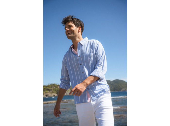 Chemise homme avec rayures verticales Herme