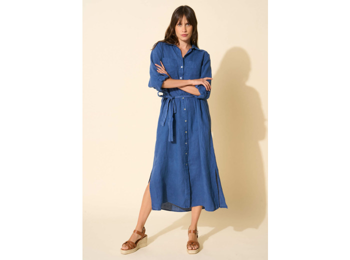 Robe midi chemise en lin