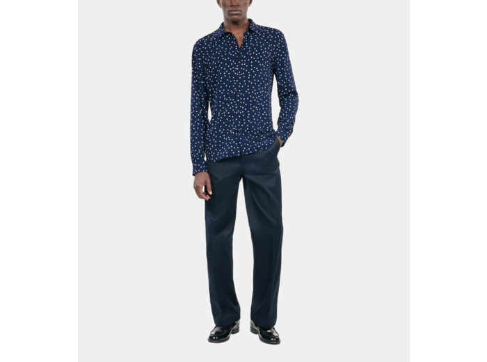 Chemise imprimée à pois dark navy-ecru