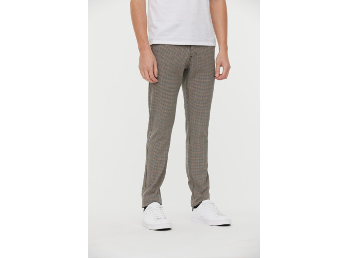 Chino slim, taille medium bas, matière en carreaux Sherlock Holmes