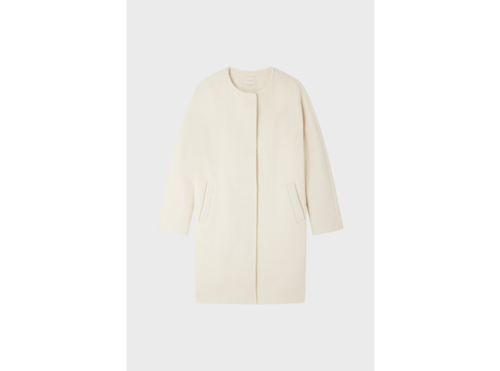Manteau écru à col rond - NOZAH