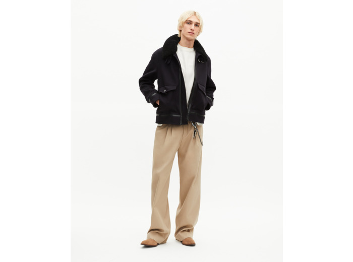 Blouson en laine avec col sherpa marine bleu