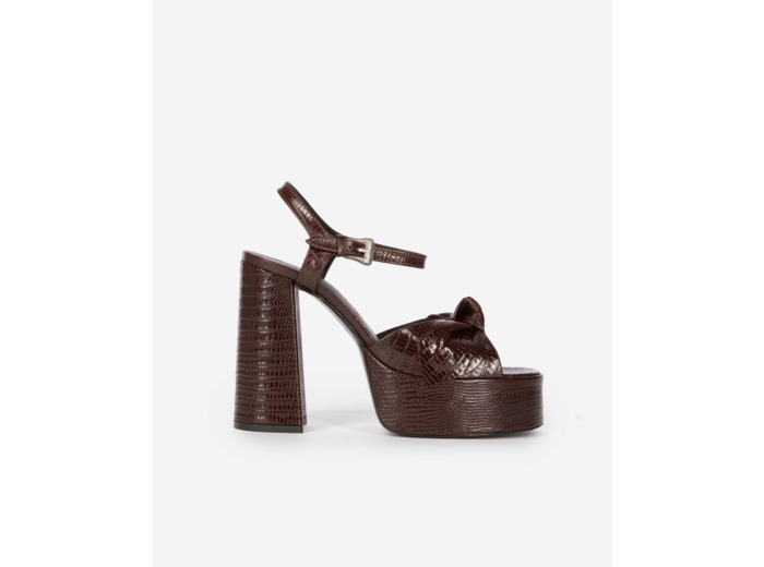 Sandales à talons en cuir marron brown
