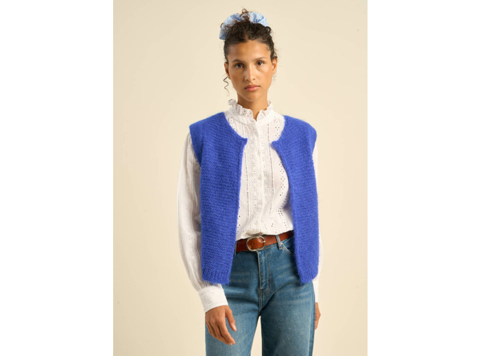 Gilet court sans manches en mohair