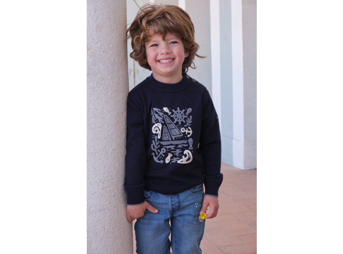 Pull garçon col rond avec animation Onyx