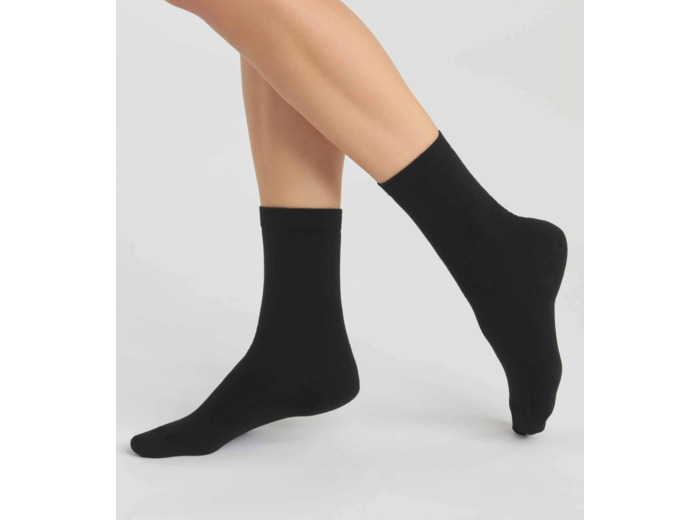 Lot de 2 paires de chaussettes femme en coton bio Noir Dim Good