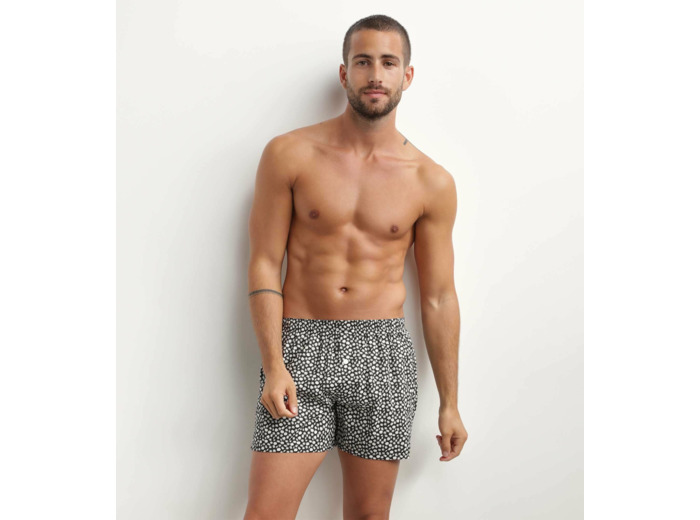 Caleçon homme en coton Noir à motifs fleurs Dim Collection