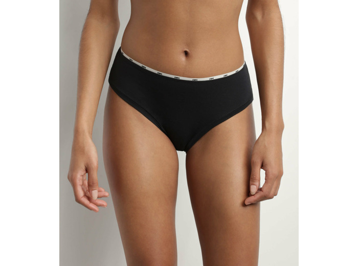 Slip femme en coton modal Noir à galon Beige Dim Icons Essentiel