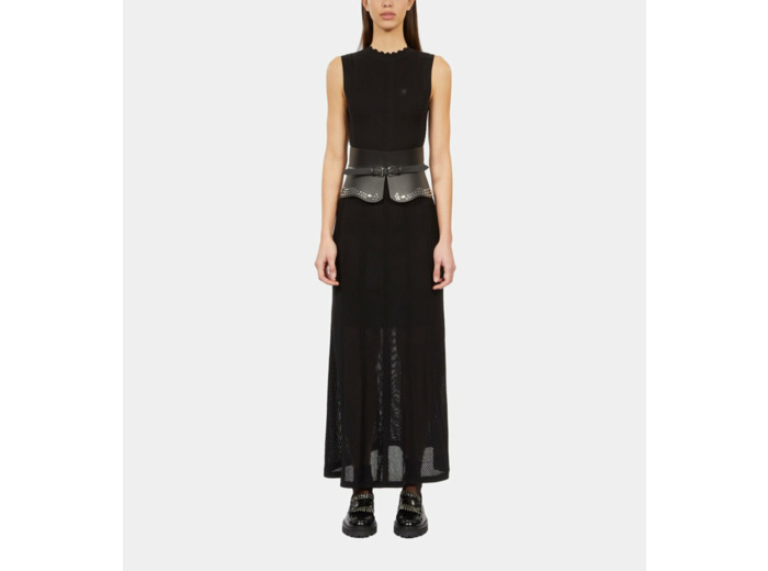 Robe Longue Noire En Maille Ajourée black