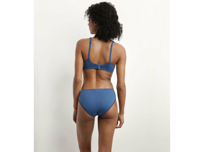 Soutien-gorge emboitant coton bio et tulle plumetis Bleu Gris Generous