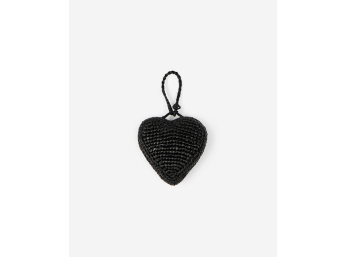Bijou de sac cœur en raphia noir black