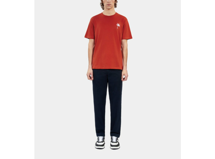 T-Shirt Rouge Avec Broderie Palm Tree red brique