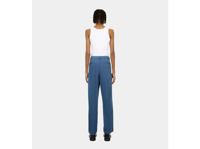Pantalon Bleu Marine En Coton Et Lin Avec Pinces beige
