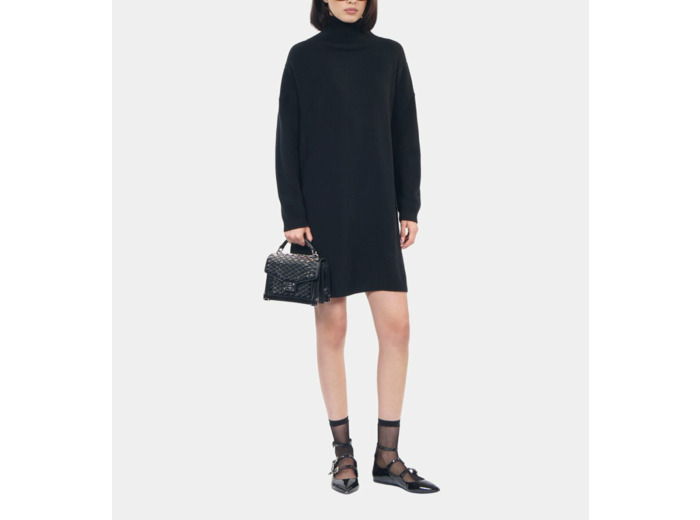 Robe pull courte en cachemire noir black