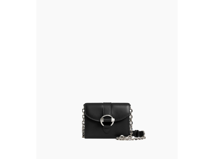 Porte cartes à bandoulière amovible Pia en cuir lisse