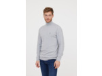 Pull basique col montant avec laine recyclée et print poitrine