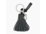 Porte clés pompons en cuir lisse
