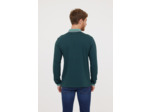 Polo manches longues détails col et poignet zip et broderie poitrine contrastée