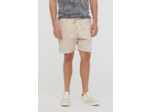 Short straight fit en jog légèrement délavé, taille avec lien de serrage, jambes courtes à revers piqués