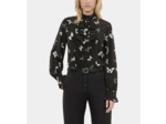 Chemise en soie imprimée papillons black white