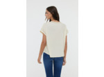T-shirt en jersey de coton/lin, emmanchures tombantes, manches courtes,  col V, détails d'ajouré au col et à l'ourlet des manches, volume confortable
