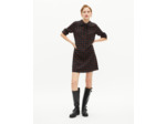 Robe courte imprimée pois et fleurs en soie mélangée noire black