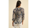 Blouse imprimée floral à col tunisien