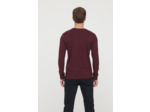 T-shirt basique col V manches longues en coton bio avec print poirtine