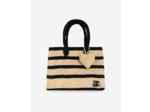 Bijou de sac cœur en raphia écru ecru