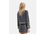 Veste en denim avec studs et perles grise black washed