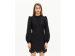 Robe courte en dentelle fleurie noire black