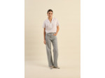 Pantalon droit et rayé à taille haute