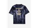 T-shirt manches courtes a sequins et print dark navy