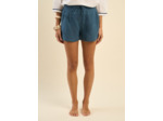 Short en lin avec liens de resserrement