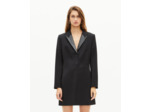 Robe courte en laine et col en cuir noire black