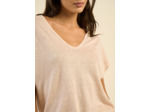 Pull sans manches col V 100% lin