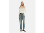 Pull manches longues detail de transparence ecru