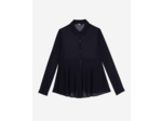 Chemise a manches longues bas plisse navy