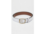 Ceinture en cuir lisse et boucle en argent vieilli
